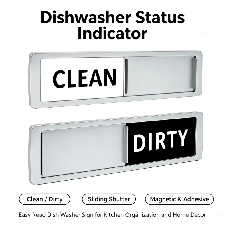 Magnetic Letter Board - Sliding Shutter Dishwasher Magnet Indicator Sign