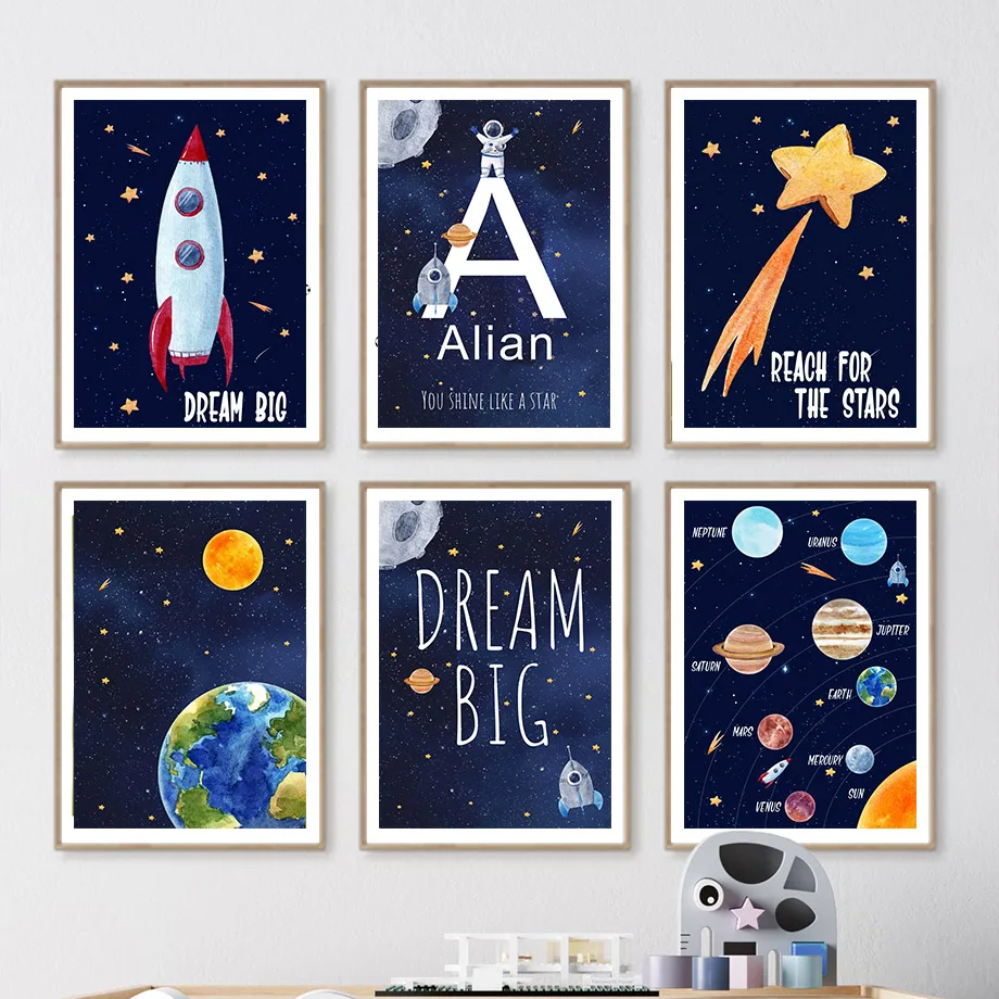 Kids Educational Posters - 1pc Canvas painting Custom Name Kids