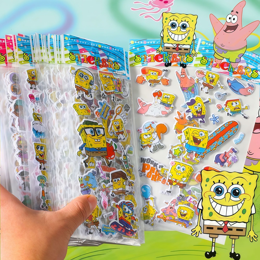 12-Pack SpongeBob 3D Stickers  - Educational Cartoon For Kids recension och pris