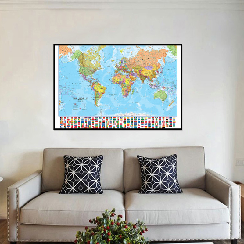 A2 Map of The World 59*42cm wi - Kids Educational Posters recension och pris