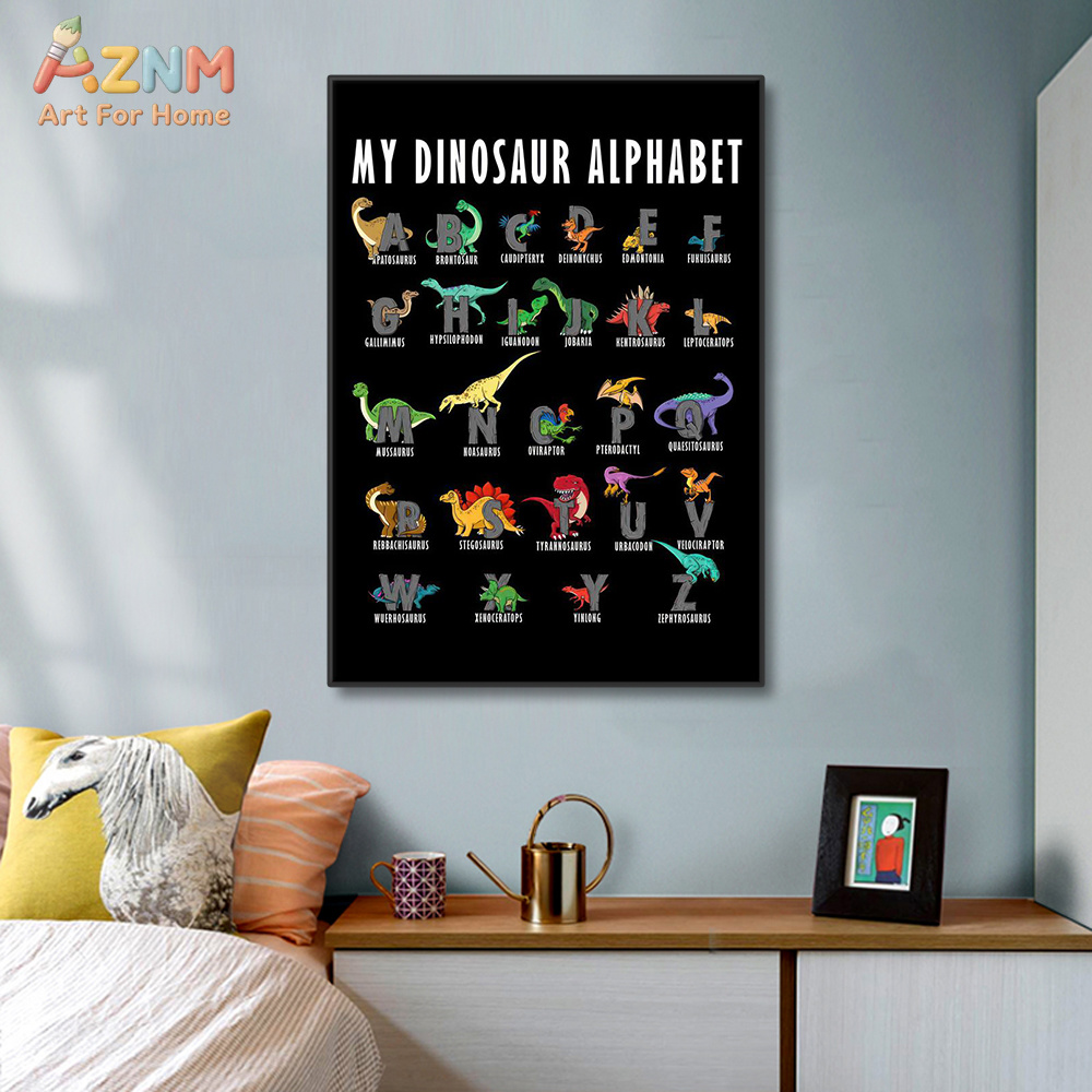 AZNM Dinosaur Alphabet Canvas  - Background For Kids Education recension och pris
