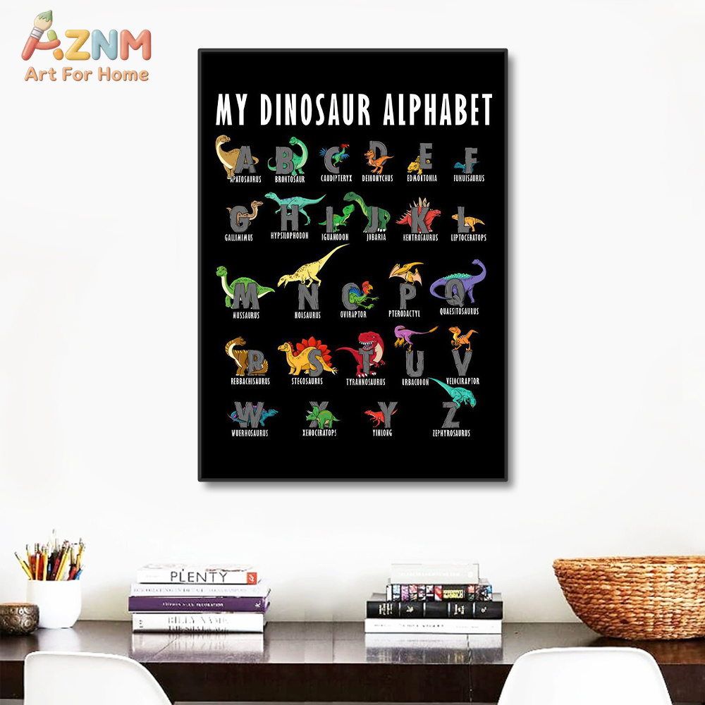 AZNM Dinosaur Alphabet Canvas  - Background For Kids Education recension och pris