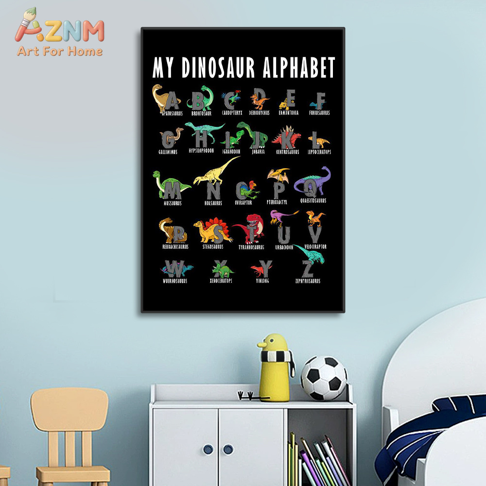 AZNM Dinosaur Alphabet Canvas  - Background For Kids Education recension och pris