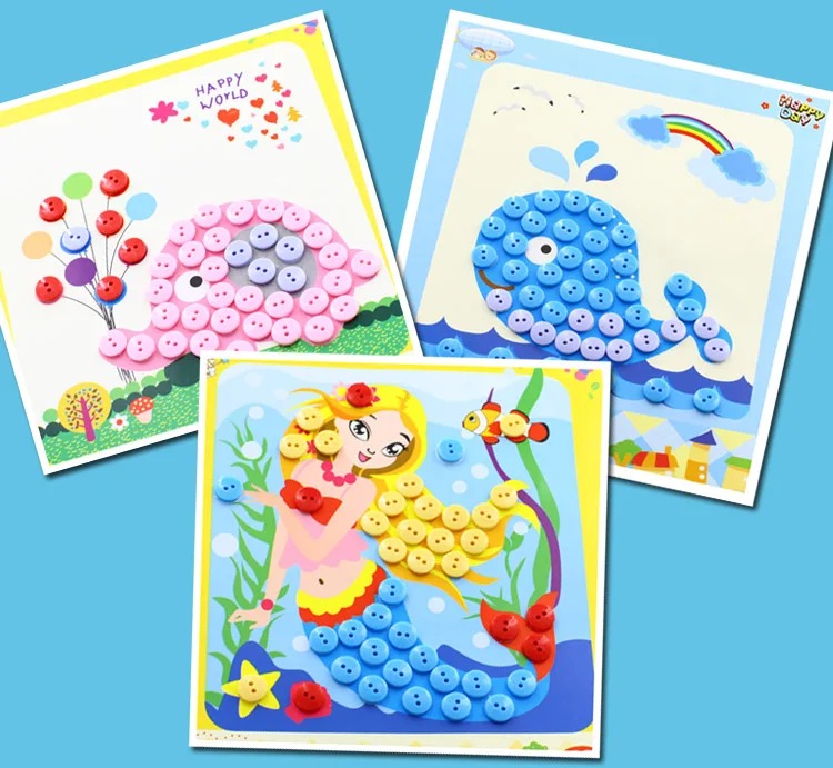 5Pcs/set Children DIY Button S - Kids Education Drawing recension och pris